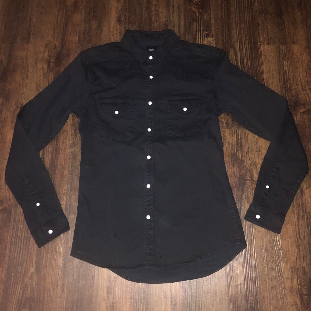 ASOS Slim Fit Western Denim Button Down Shirt Medium